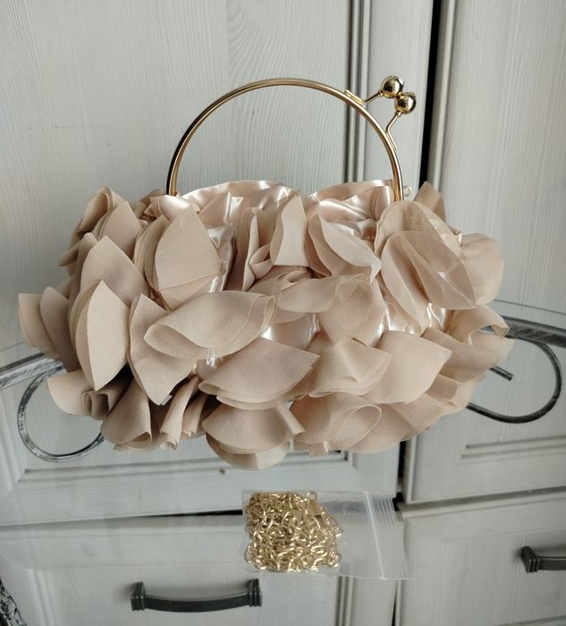 Cudna nude beżowa torebka kopertówka wizytowa ślub wesele chrzciny bal