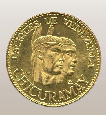 Moeda 5 Bolívares 1976 ouro 21 k