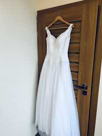 Suknia Ślubna Sincerity biała z kryształkami
