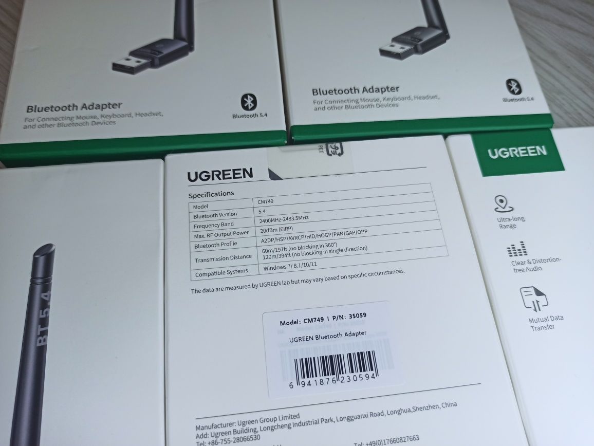 Ugreen Bluetooth 5.4 Adapter CM749 з антенною до 120м