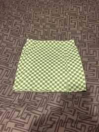мини юбка в шахматную  зелёную клетку  размер м