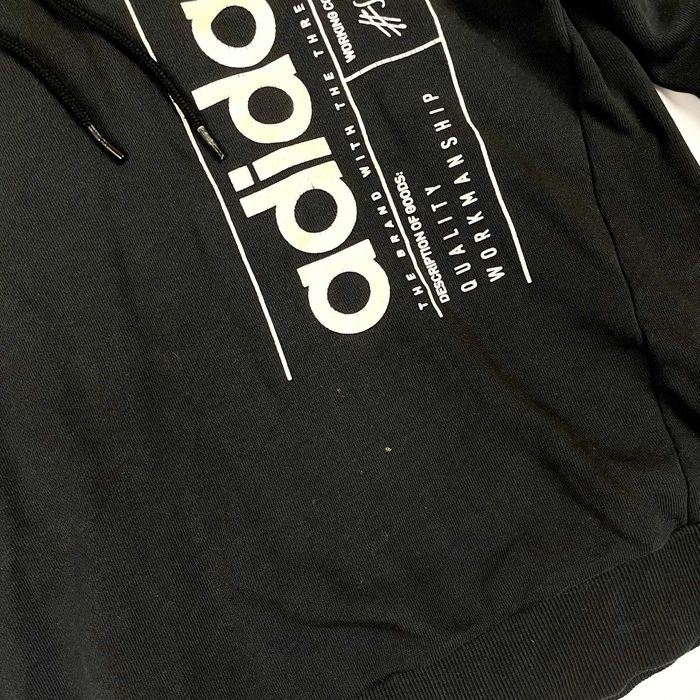 Adidas hoodie czarna bluza z kapturem z nadrukiem 90s y2k streetwear