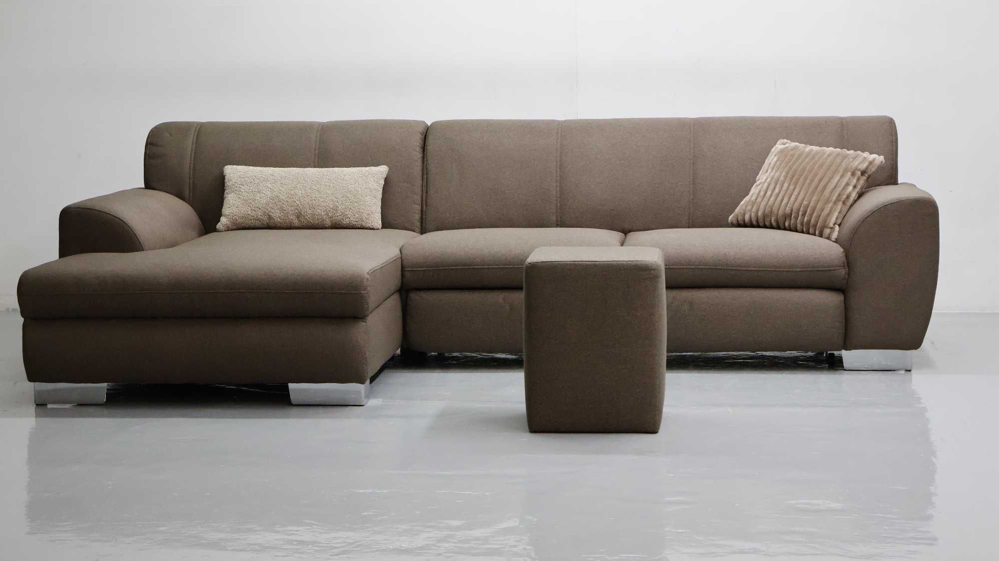 TCD DESIGN NAROŻNIK z funkcją spania PUFA rogówka sofa brązowa tkania
