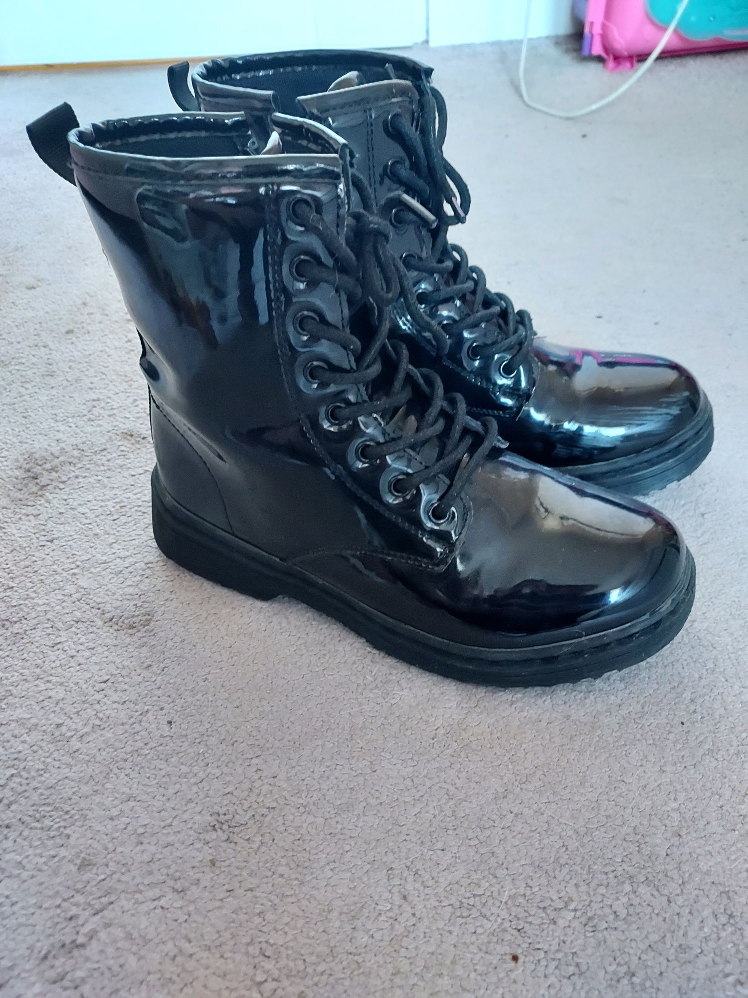 Botki buty dziewczęce lakierowane