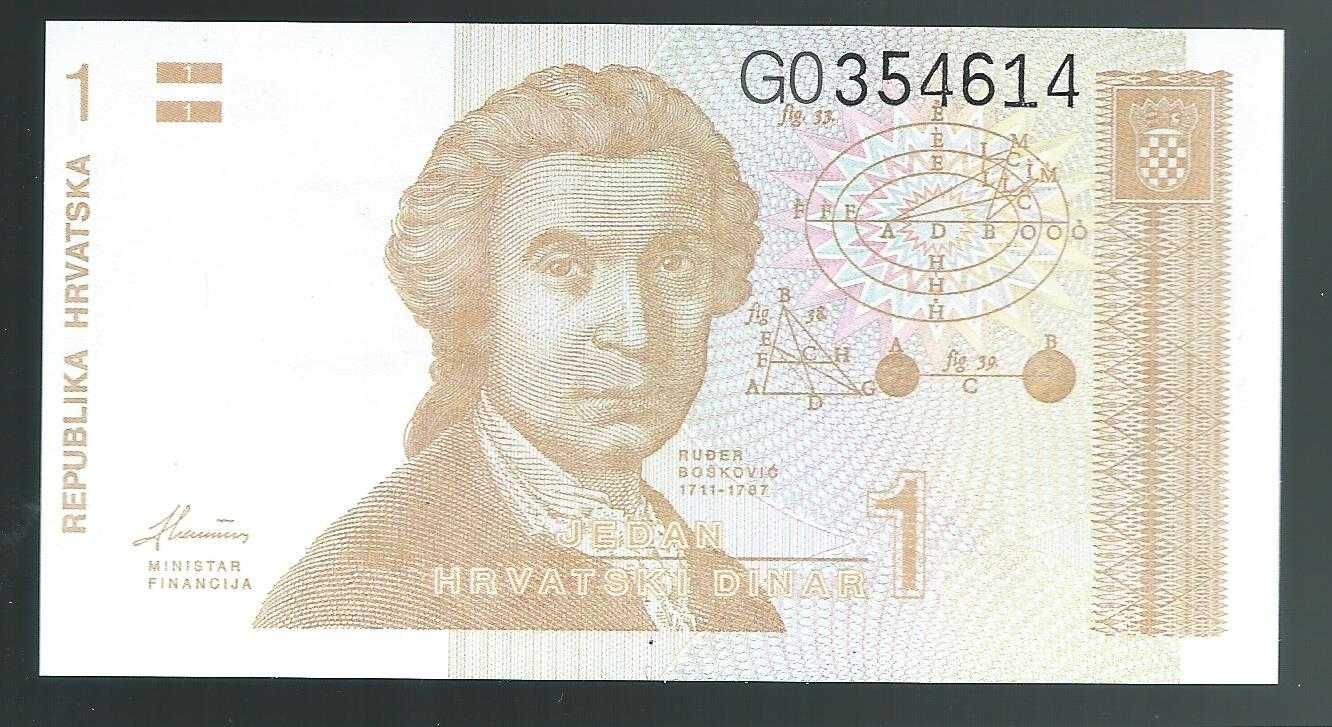 Banknot Chorwacja 1 dinar 1991 - stan UNC