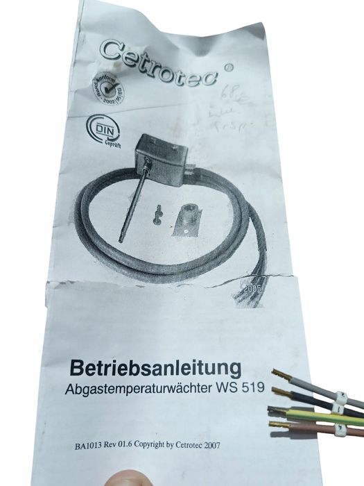 Nowy czujnik spalin Cetrotec WS519 100°C do CO / pieca