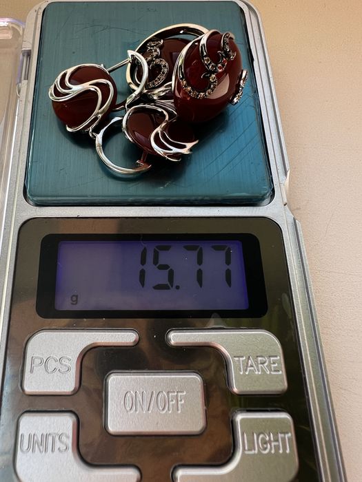 Комплект с агатом и бриллиантами 585 пр.в белом золоте