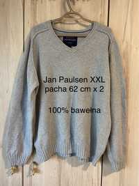Jan Paulsen XXL męski sweter bawełna w serek ciepły Vintage