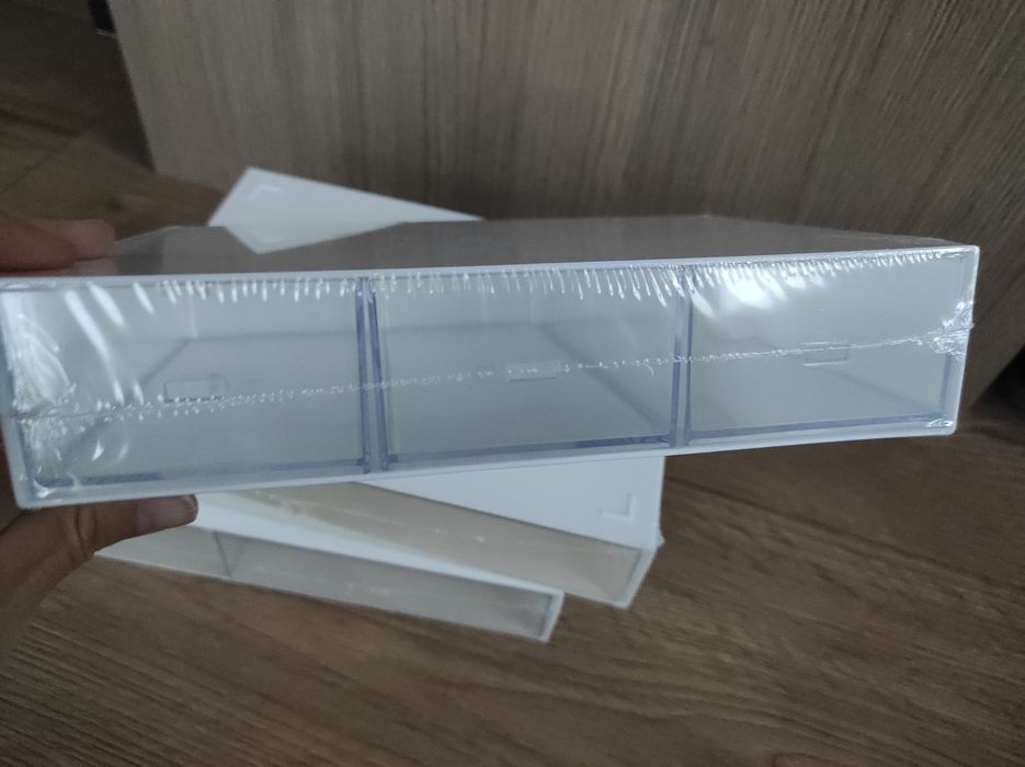 3 organizery białe plastikowe komplet