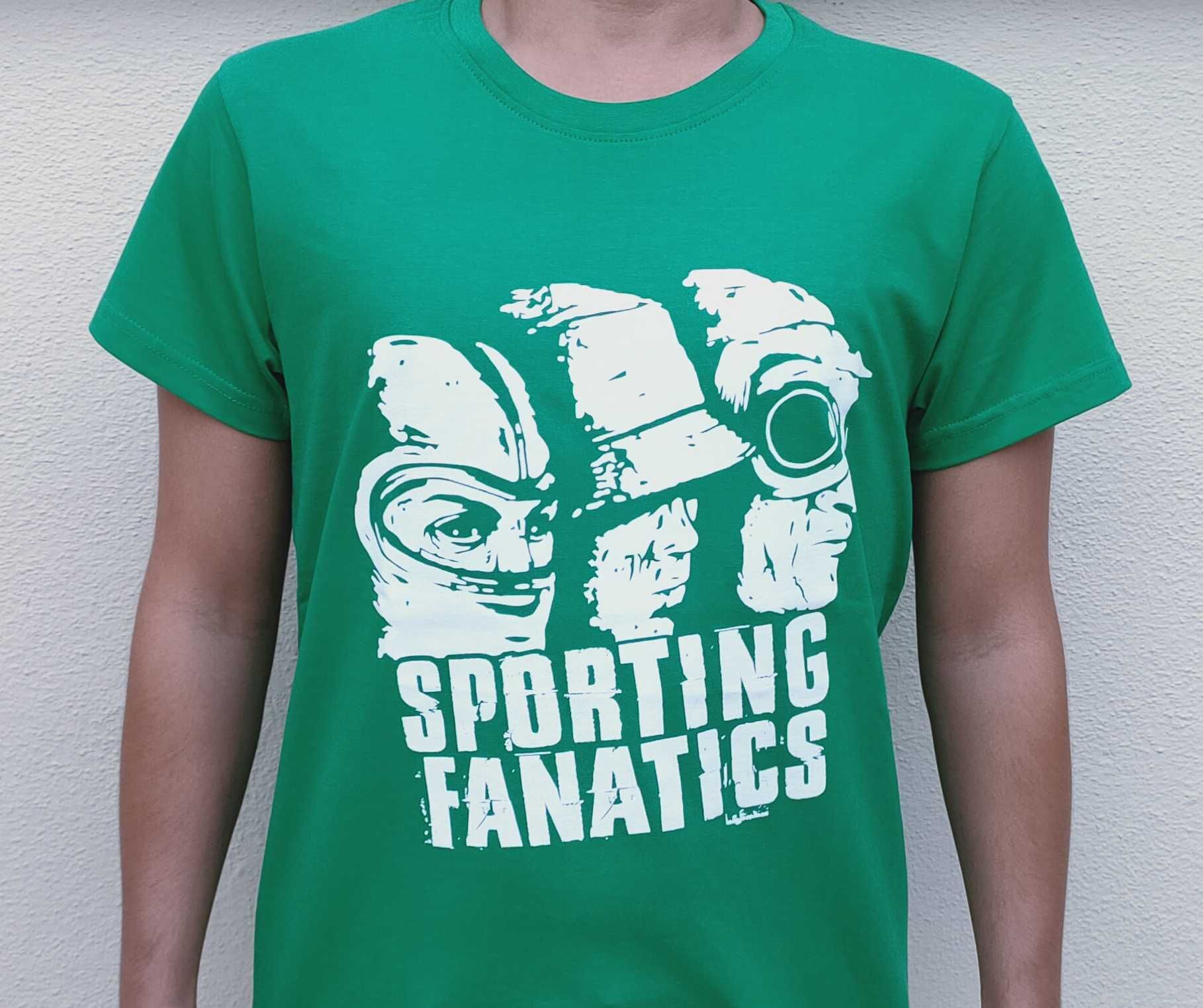 T-shirt "Sporting Fanatics" em 2 cores - VER 2 FOTOS (Vendo/Troco)