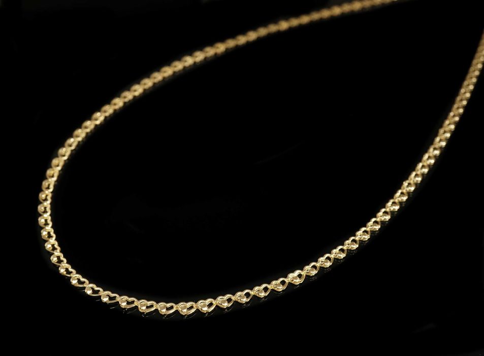 Złoto 585 - złoty łańcuszek splot serduszkowy 45 cm