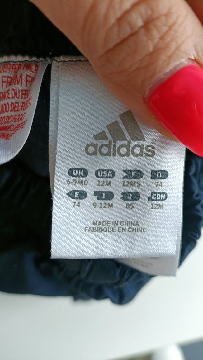 Spodnie dresowe na bawełnianej podszewce Adidas r.74-80 dres