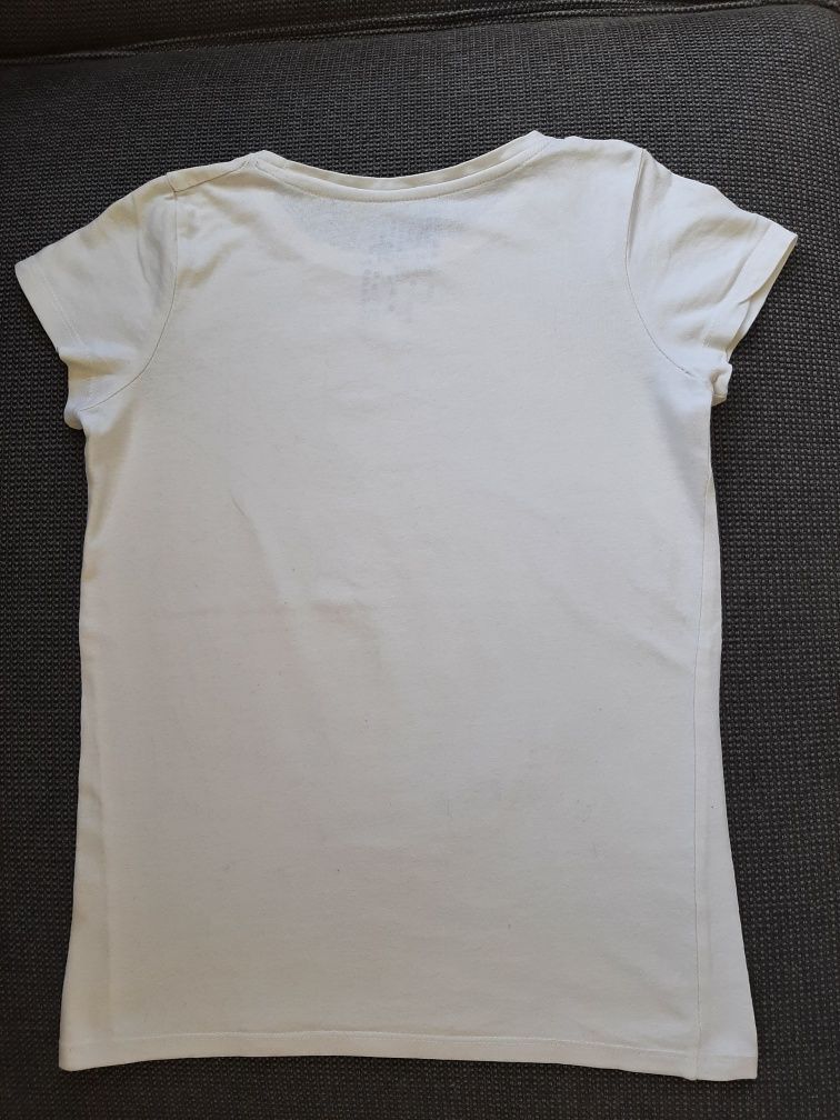 Biały T-shirt, bluzka z krótkim rękawem 128, 5.10.15
