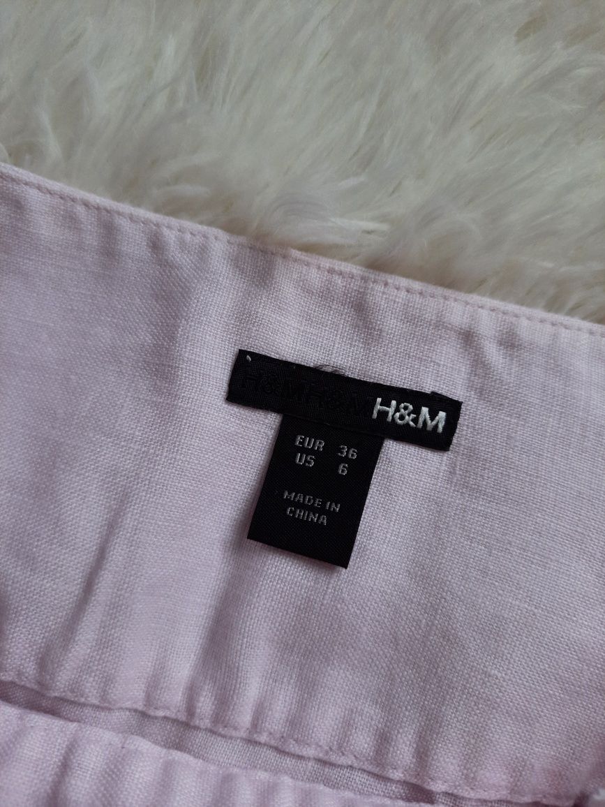 Lniana spódnica jasnoróżowa 36/S H&M