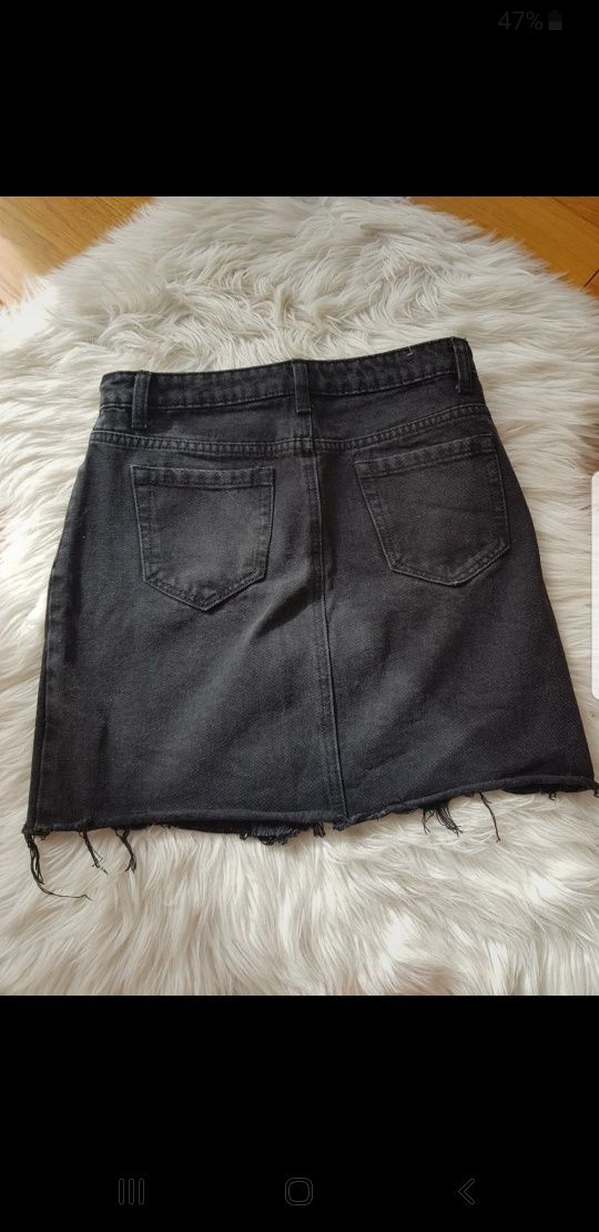 Zestaw komplet top crop spódniczka jeans czarna S