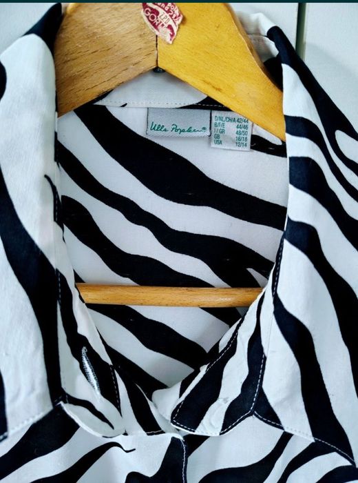 Bluzka koszulowa zebra Ulla Popken rozmiar 44 długi rękaw rozpinana