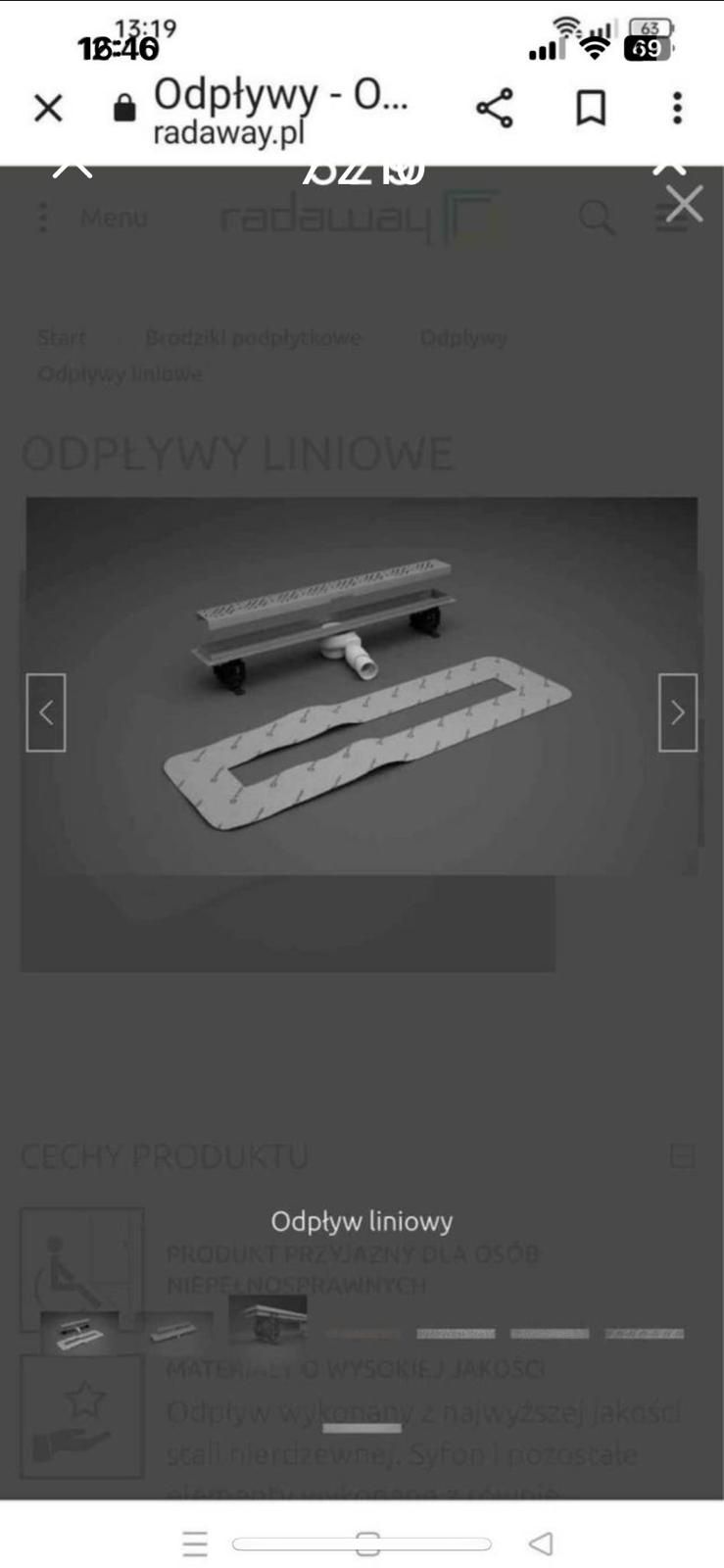 Odpływ liniowy z regulacja 75x8cm Radaway steel 5LO75A NOWY