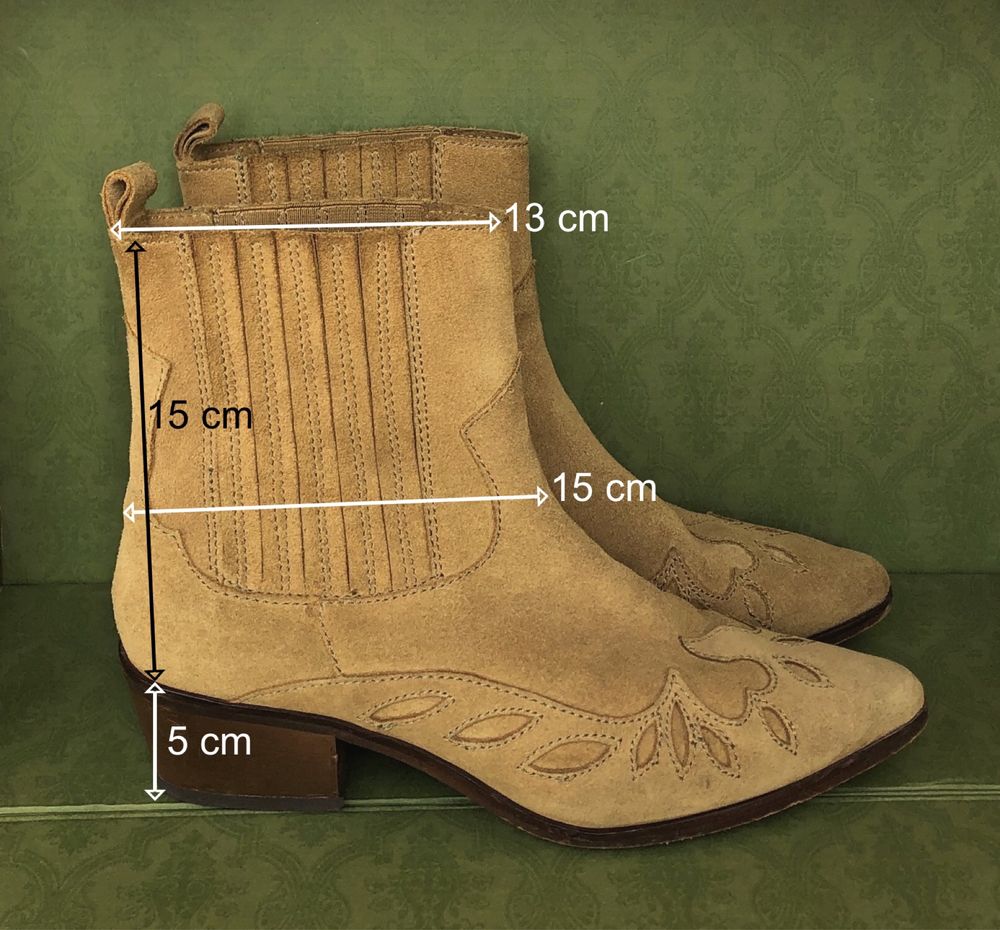 Buty kowbojki H&M Premium skórzane skóra naturalna zamsz 40