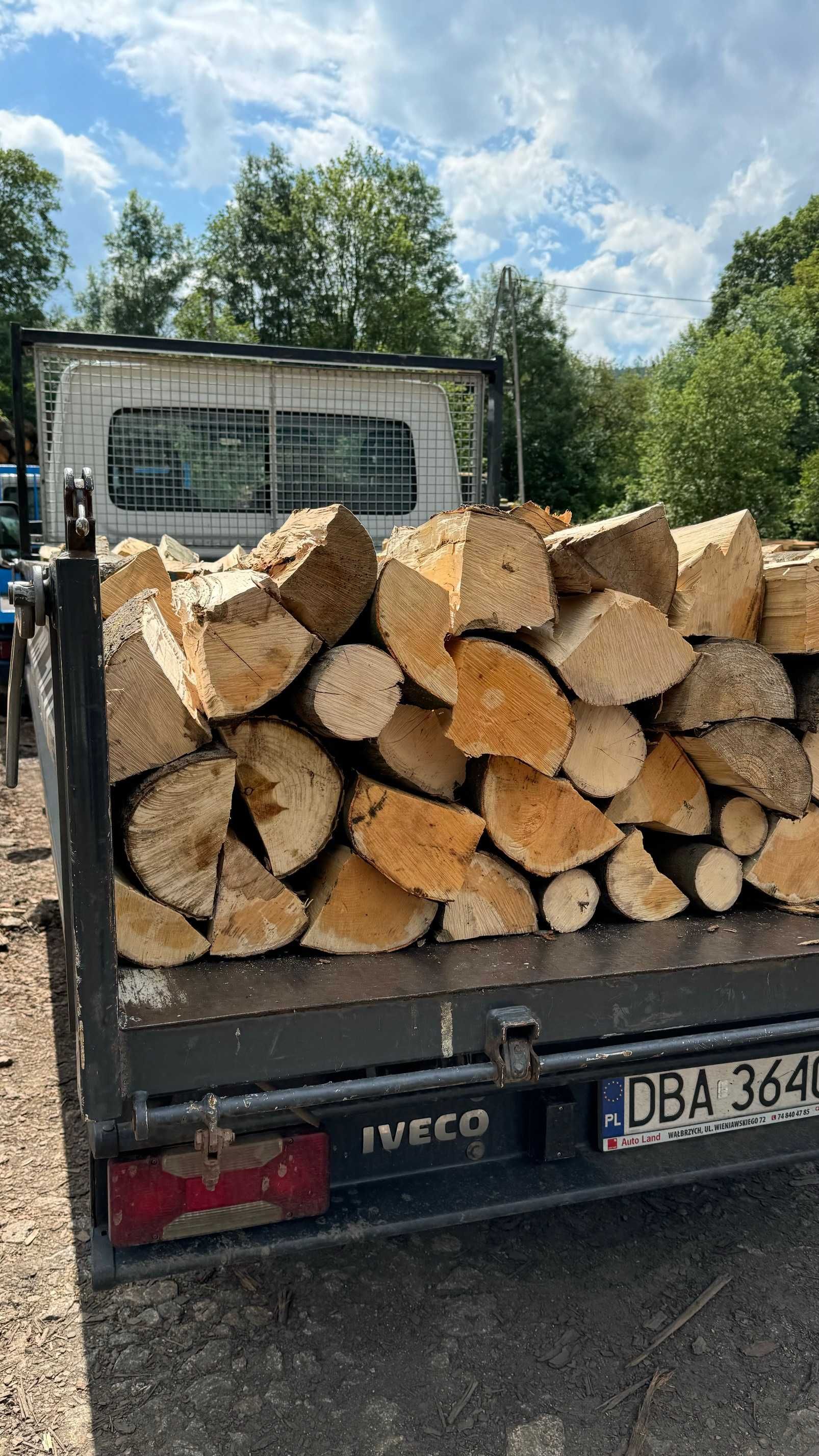 Drewno kominkowe opałowe klocki liściaste ciete dąb jesion