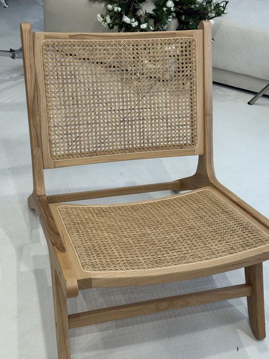 Fotel rattanowy duży drewniany