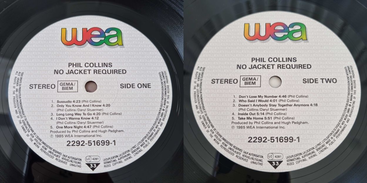 Phil Collins – No Jacket Required / Winyl