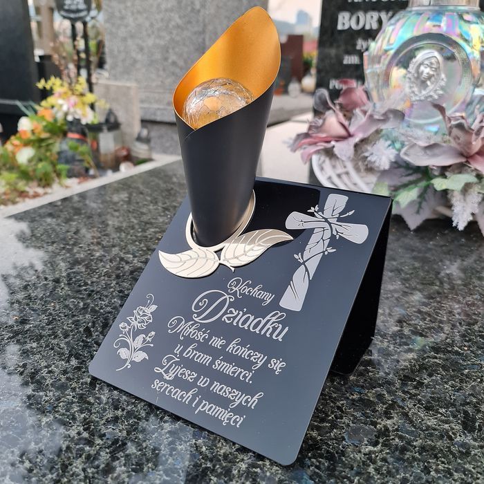 Solarny znicz LED STATUETKA na cmentarz grób duża wieczna lampka