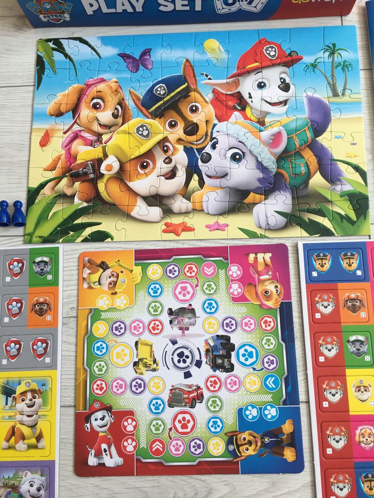 Zestaw play set 6w1 psi patrol paw patrol puzzle chińczyk domino