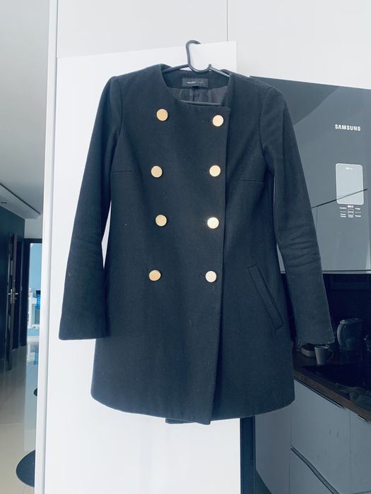 Czarny płaszcz płaszczyk kurtka mango xs