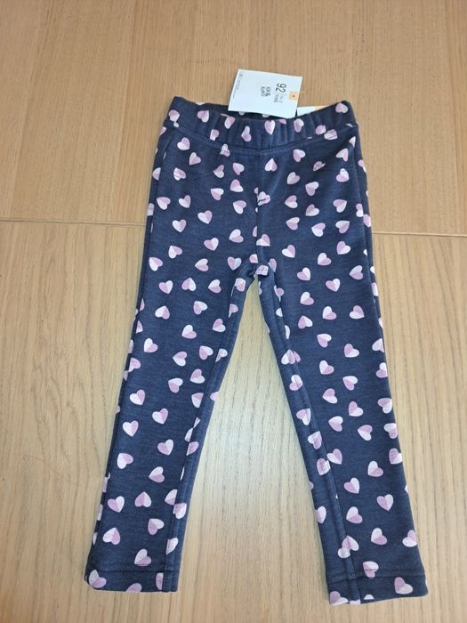 Leginsy legginsy ocieplane zimowe spodnie 92 serduszka