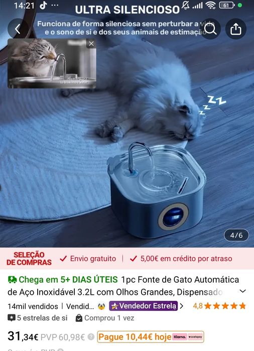 Bebedouro fonte gato ou cão 3L