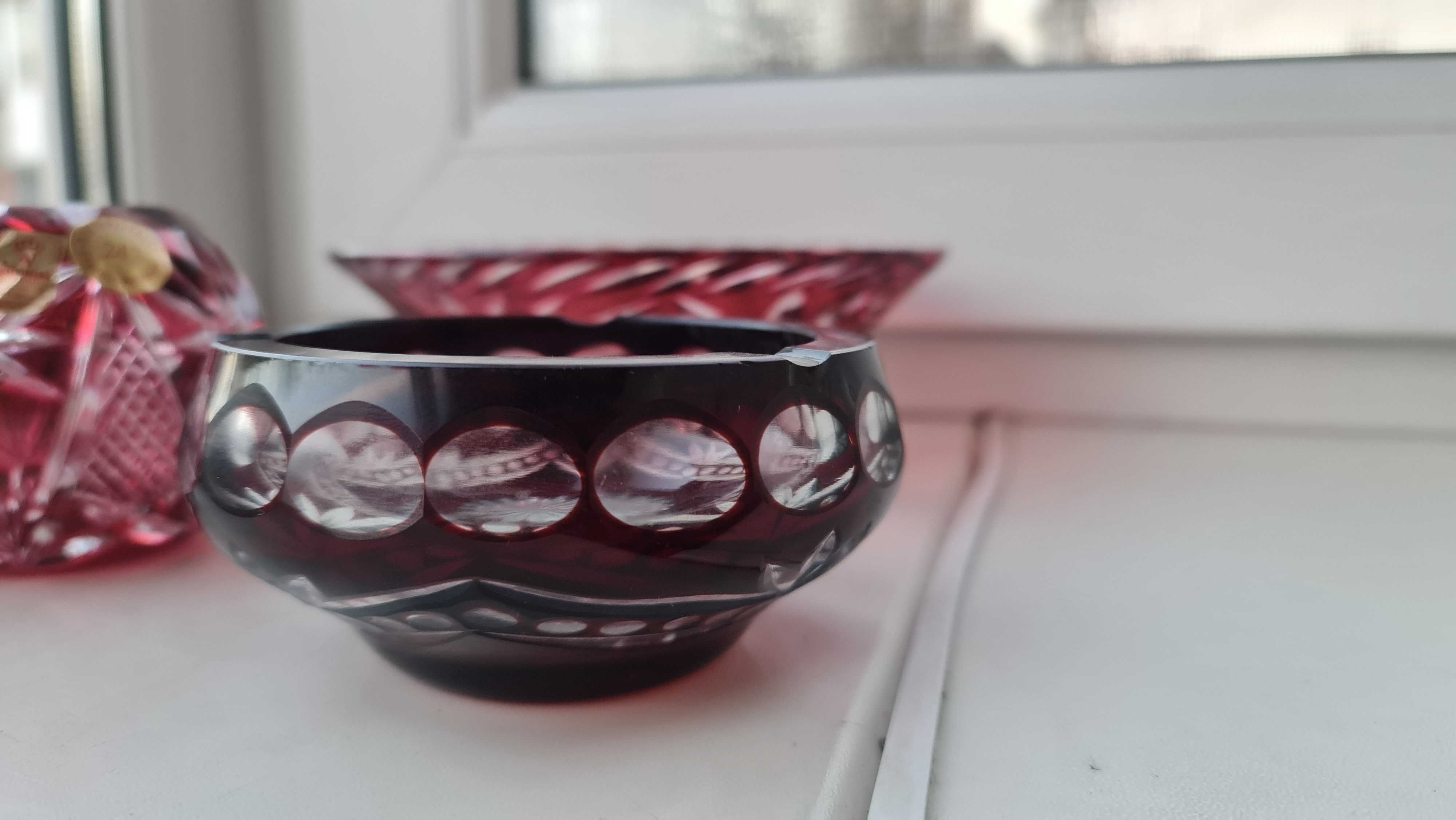 Цветной хрусталь ГДР конфетница ваза пепельница Германия.