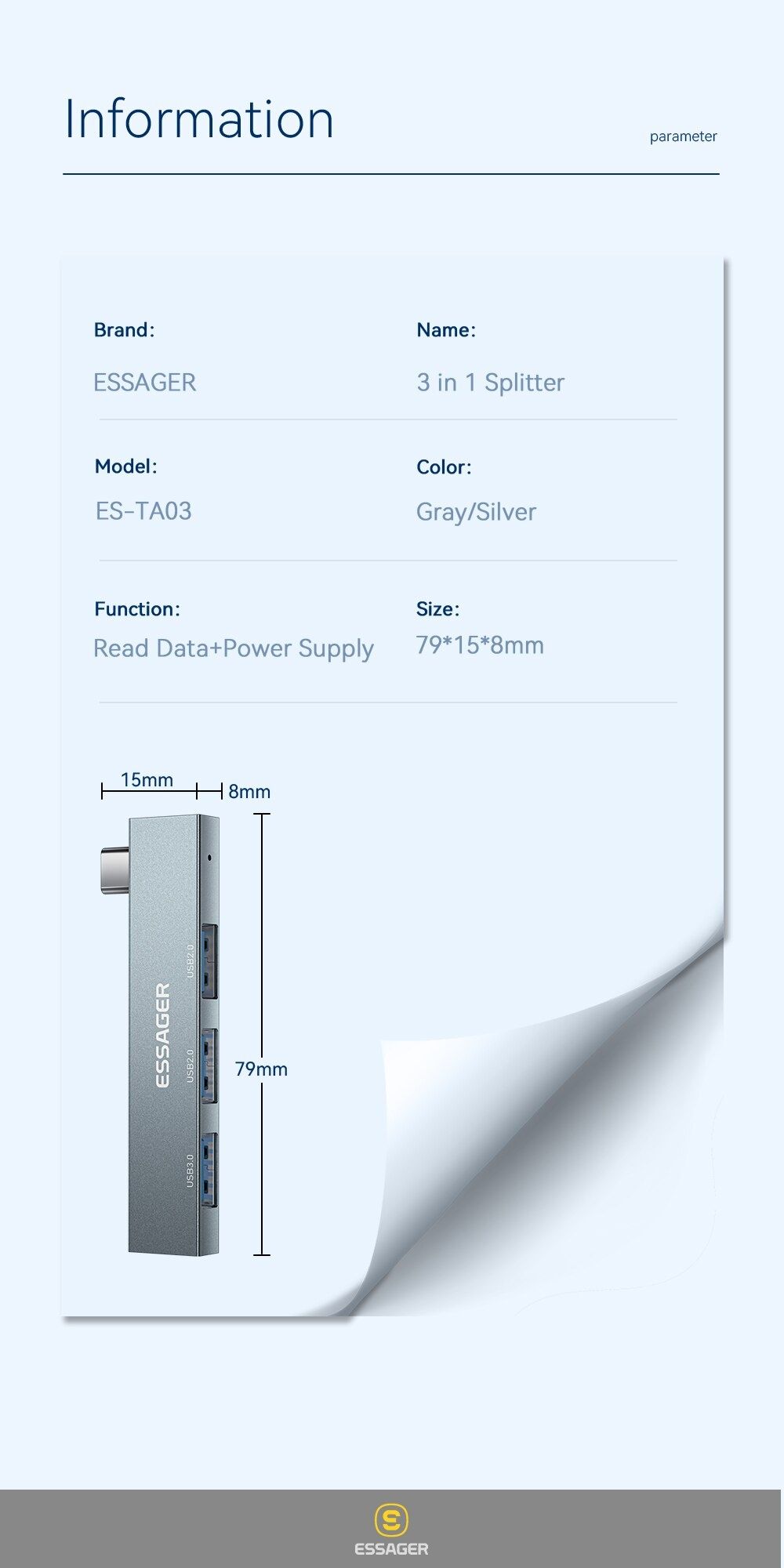 USB type C Hub Essager ES-TA03