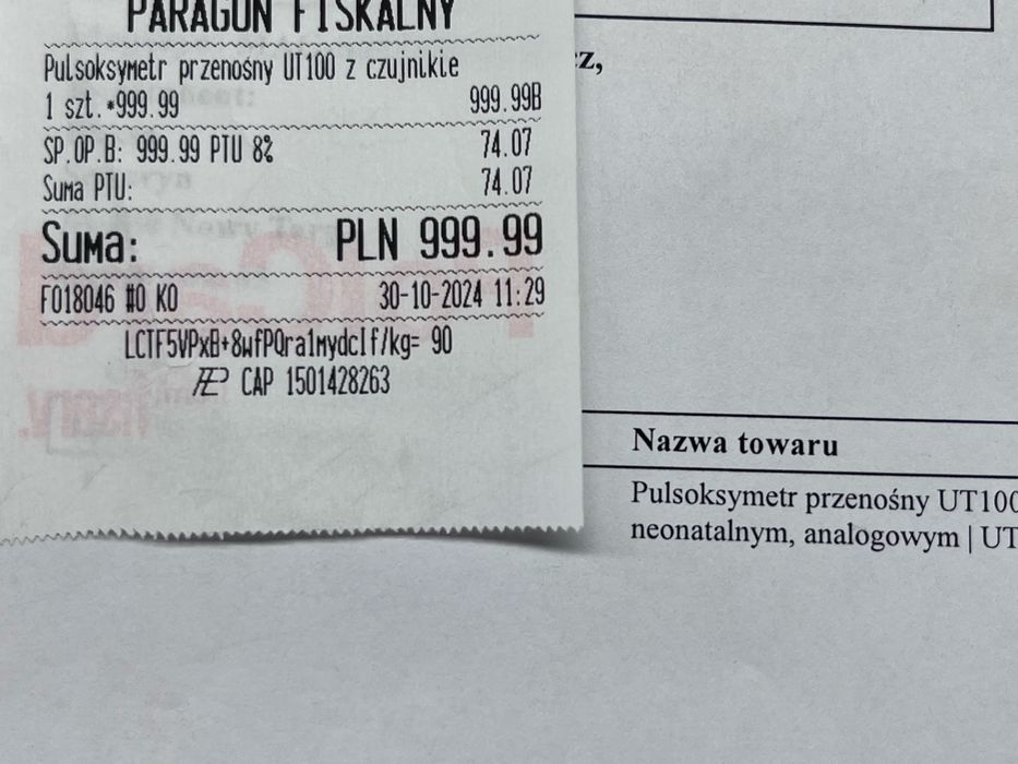 Pulsoksymetr Med7even UT100 sprawny gwarancja do 2026 plus czujniki