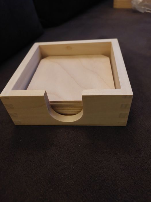 Podkładki pod kubki w pudełku drewniane komplet decoupage