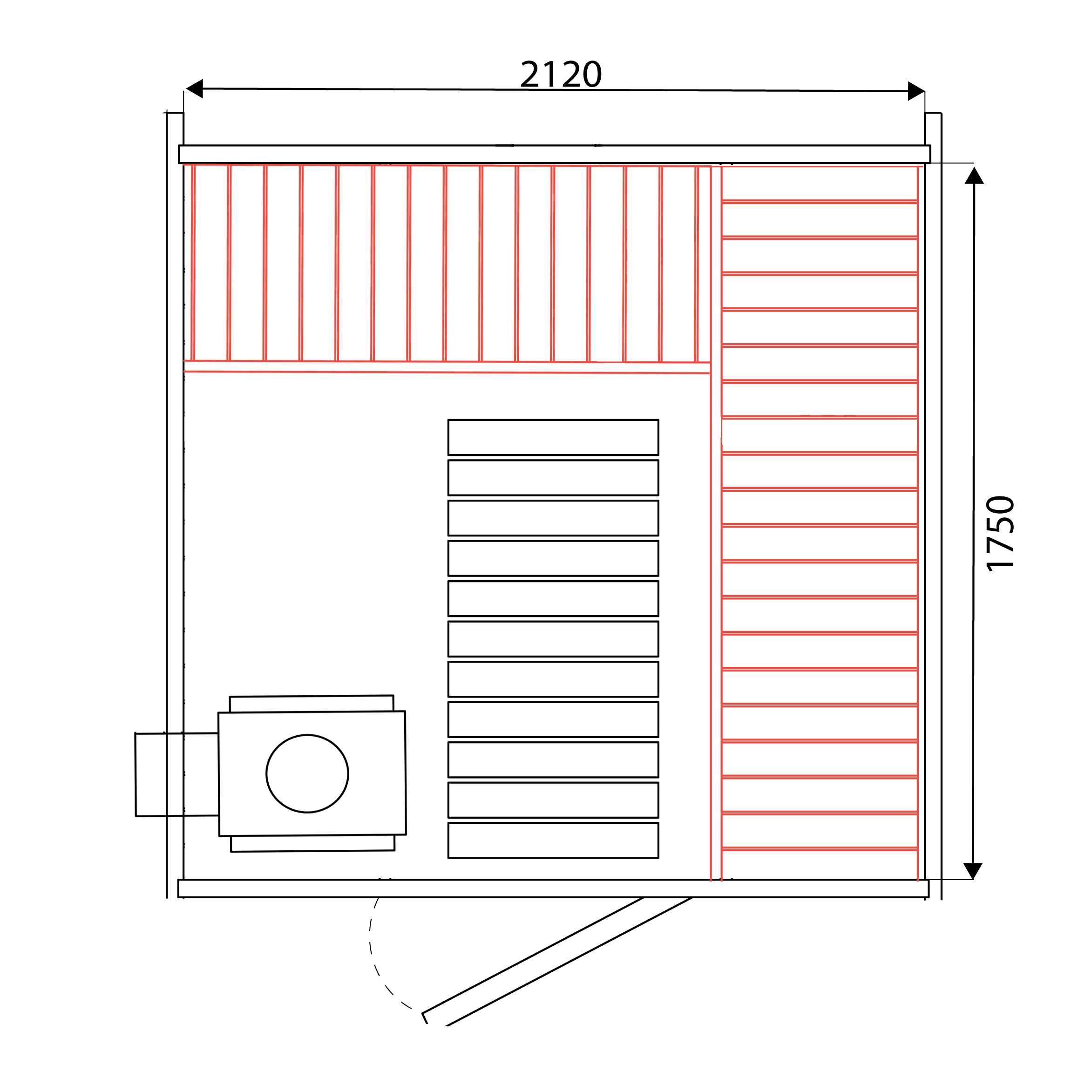 Kompletna Sauna Ogrodowa QUADRO 2.4m z Daszkiem, Piec, Dostawa GRATIS