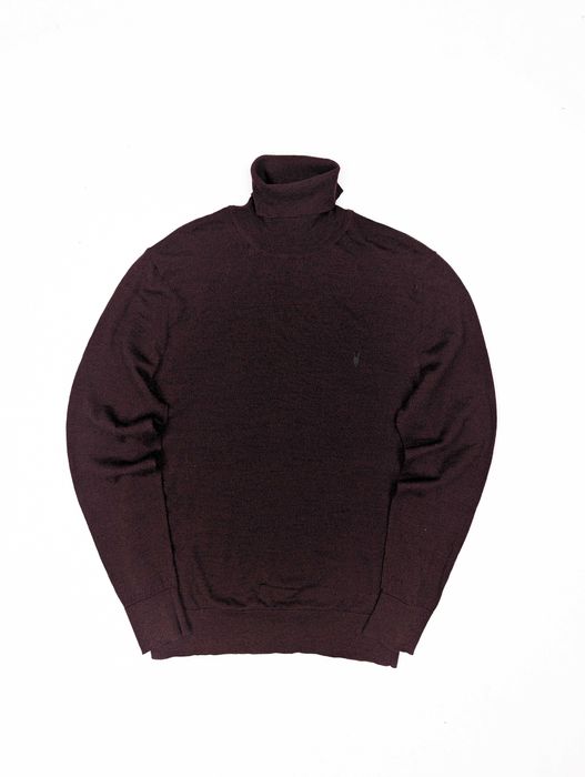Allsaints bordowy sweter golf 100% wełna merynosa merino XL
