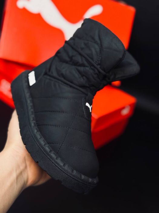 Черные теплые дутики Puma/ дутики непромокаемые женские пума