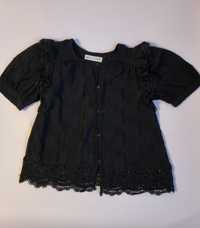 Bluzka czarna elegancka na guziczki dla dziewczynki rozmiar 140 Zara