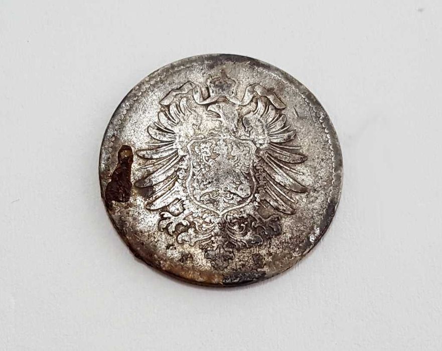 Srebrna moneta 1 MARK 1875 rok - F - duży Orzeł - Nie czyszczona