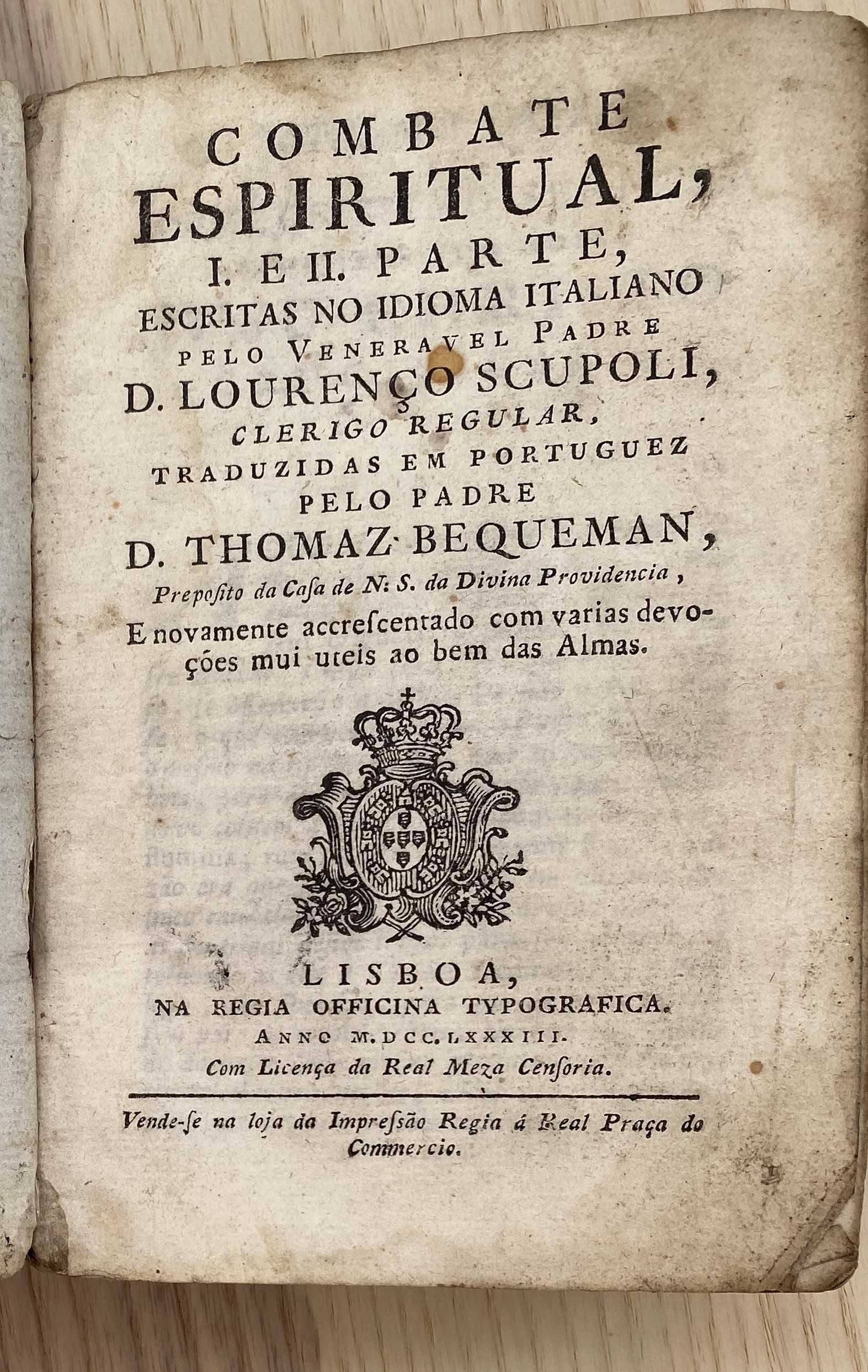 Lourenço Scupoli - Combate Espiritual (Livro de 1783)