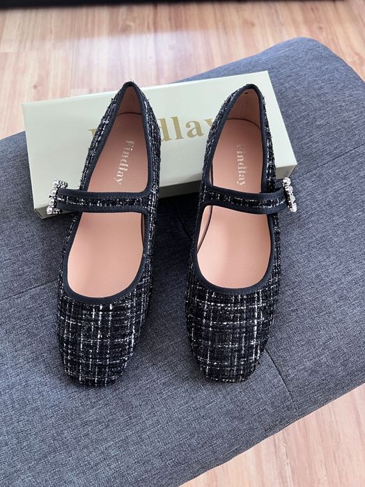 39 Sklep Nowe baleriny damskie zapinane tweedowe XP317