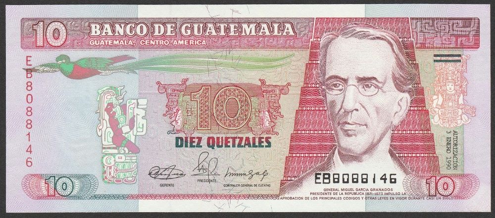 Gwatemala 10 quetzal 1990 - stan bankowy UNC