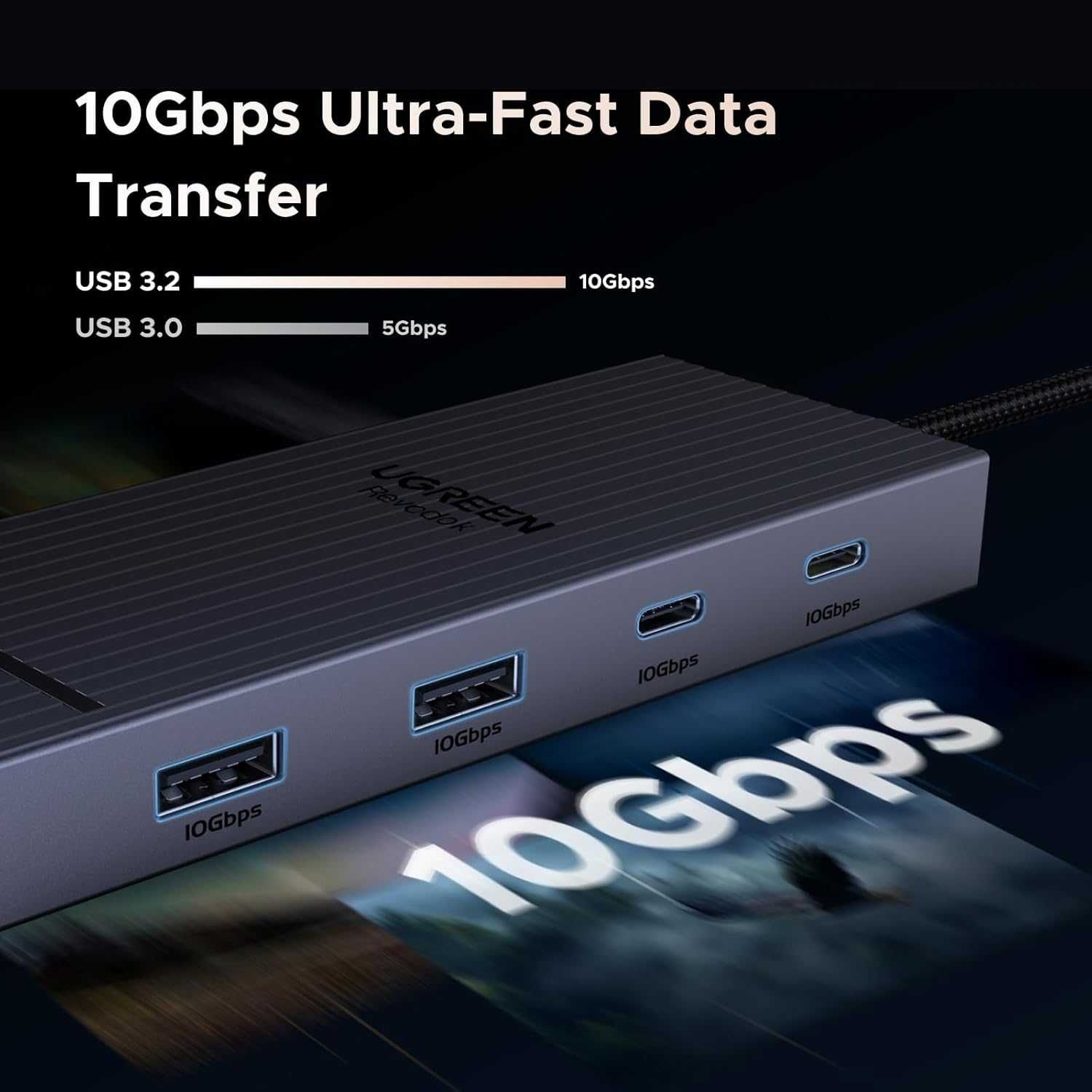 Stacja dokująca 7w1 Hub USB UGREEN Revodok Pro 10Gbps USB HDMI 4K 60Hz