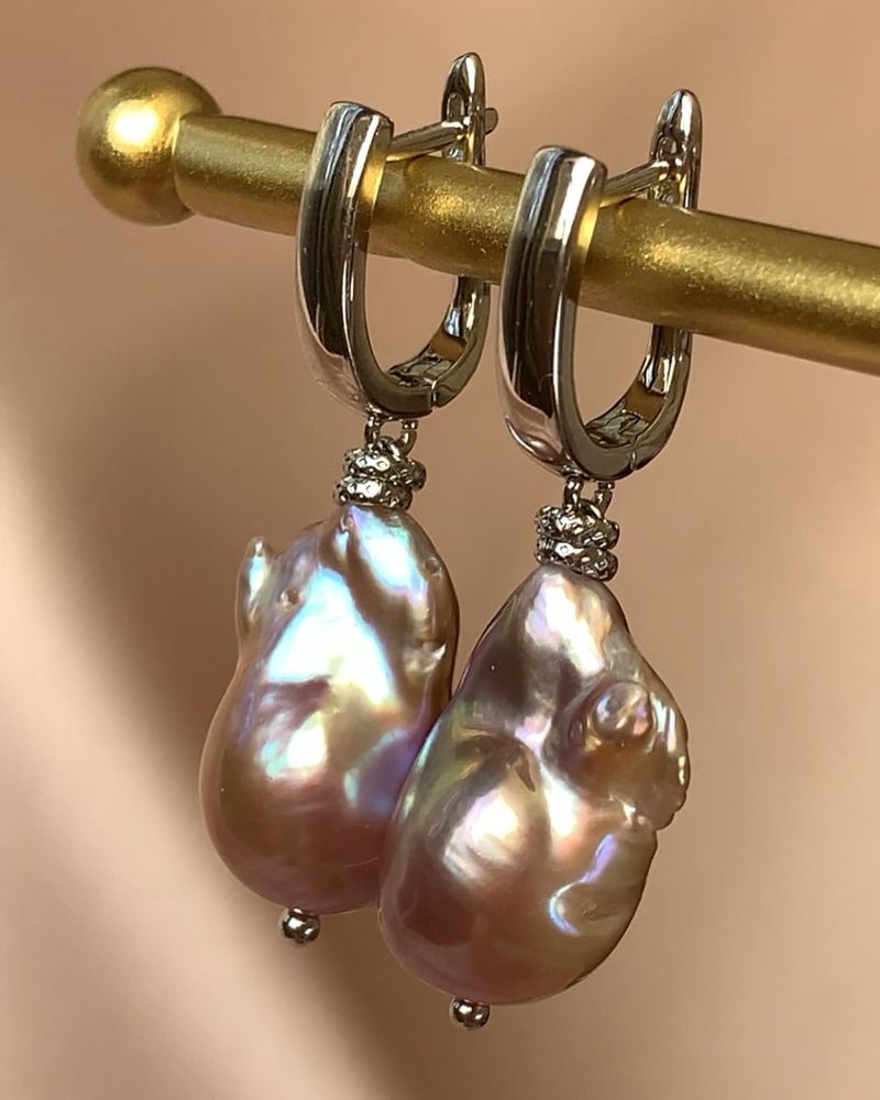 Серьги из натурального барочного жемчуга