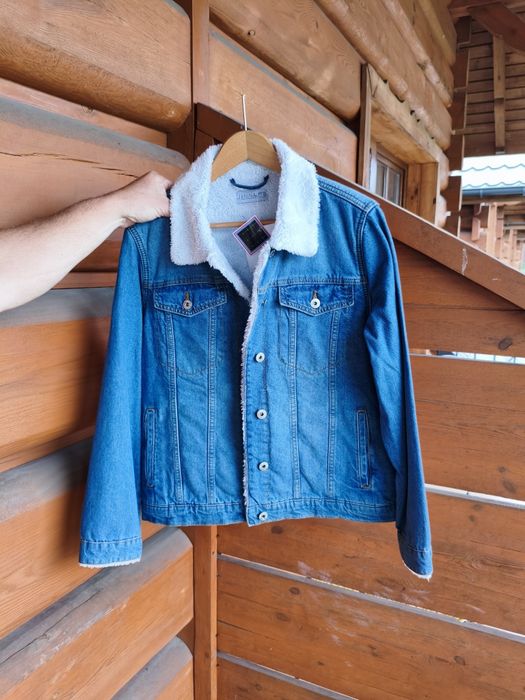 Kurtka jeansowa z barankiem XL kożuszkiem