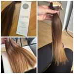 Wlosy tape on hairtalk extensions brazowe ombre imitacja skory glowy