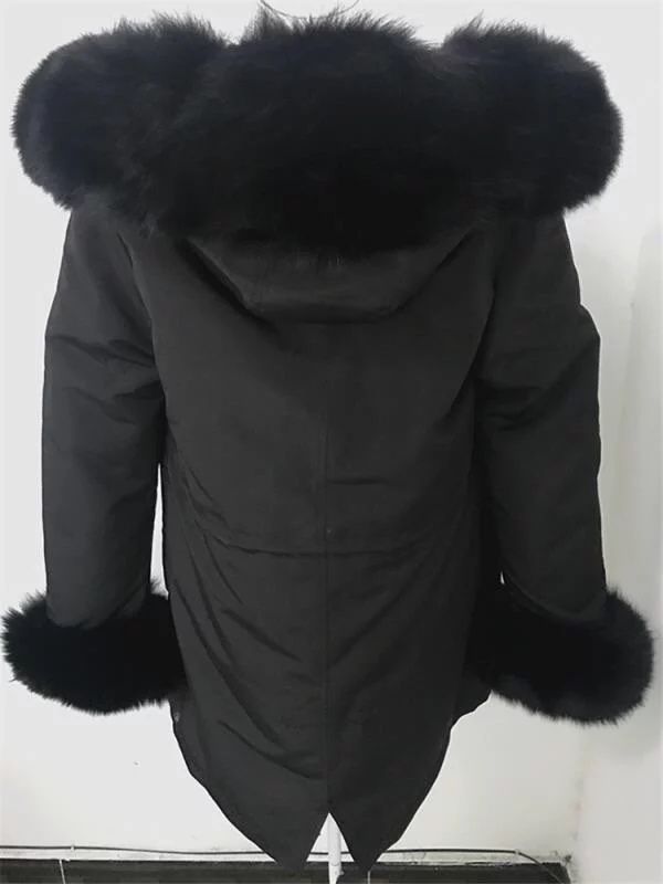 Nowa luksusowa parka z futrem naturalnym z lisa