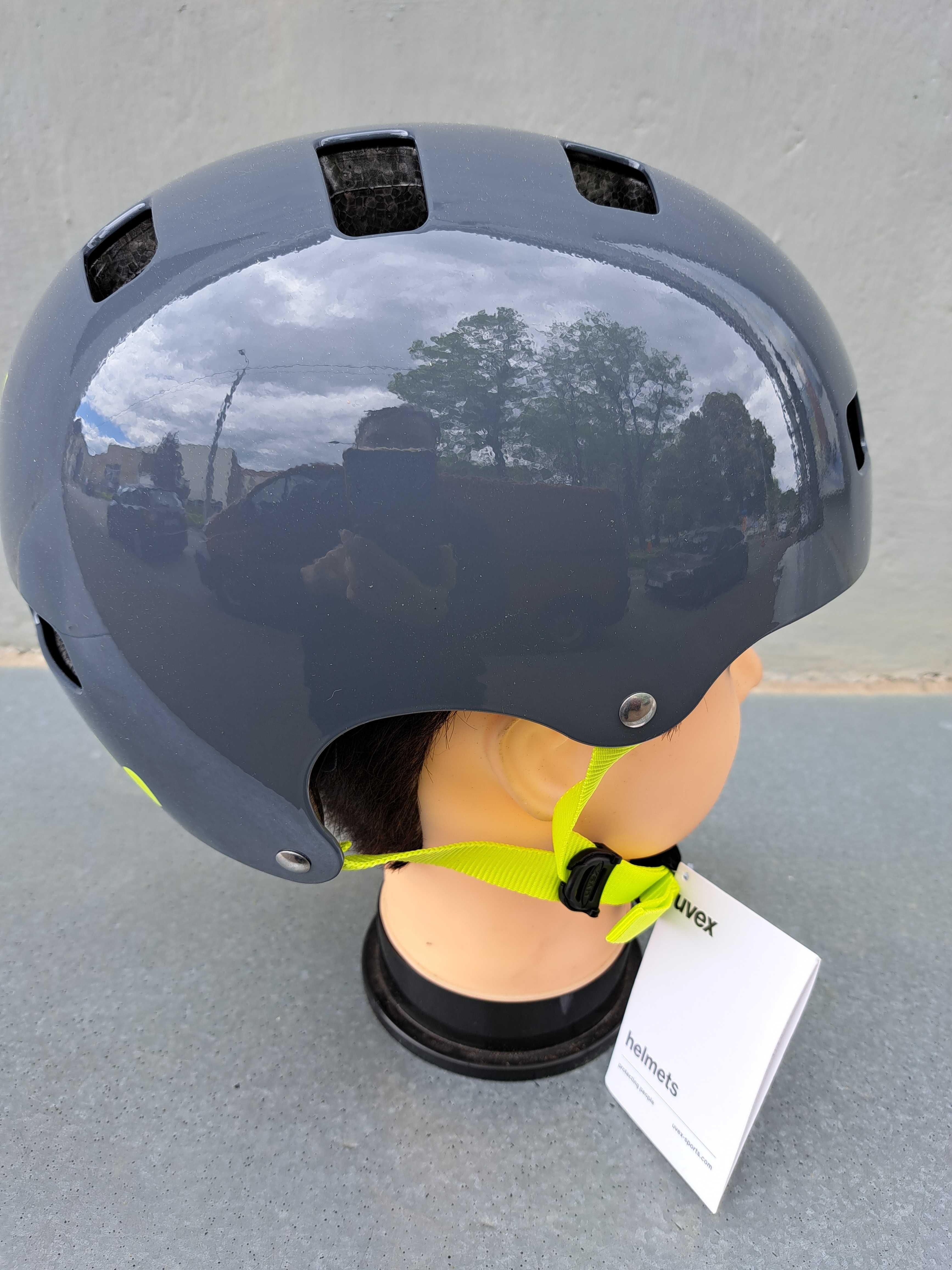 kask rowerowy UVEX Kid 3 dirt grey-lime rozmiar 51- 55 - 58 cm