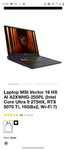 **"Laptop MSI Vector 16 HX AI – Intel Core Ultra 9, RTX 5070 Ti, 32GB