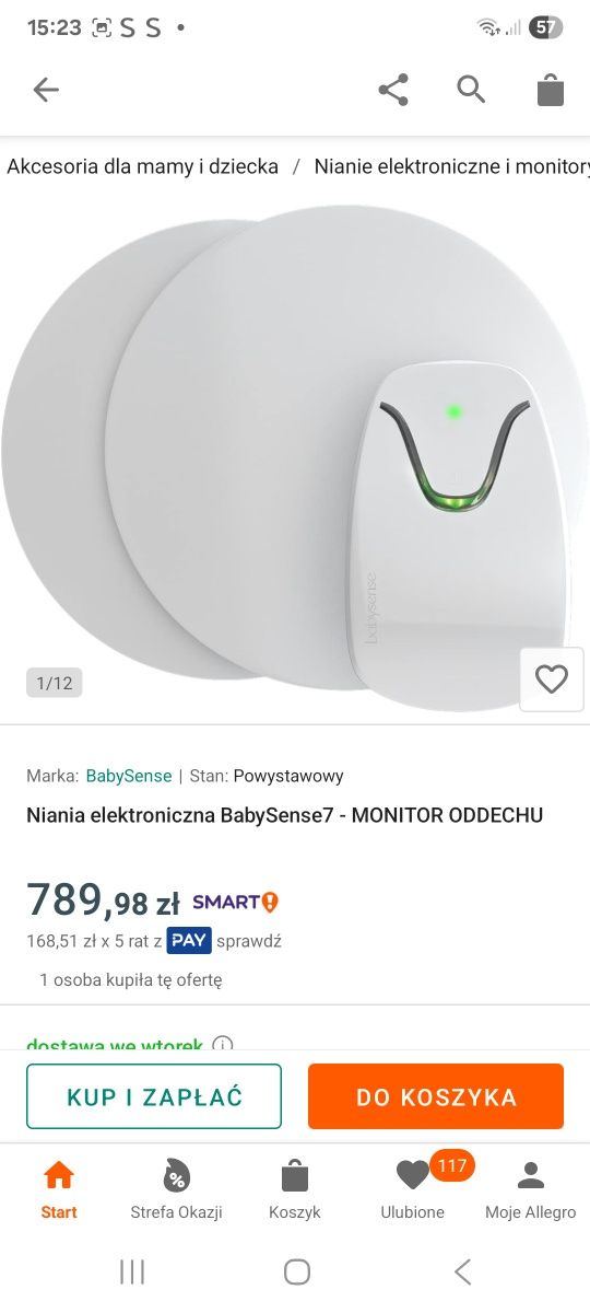 Monitor oddechu do łóżeczka Babysense 7